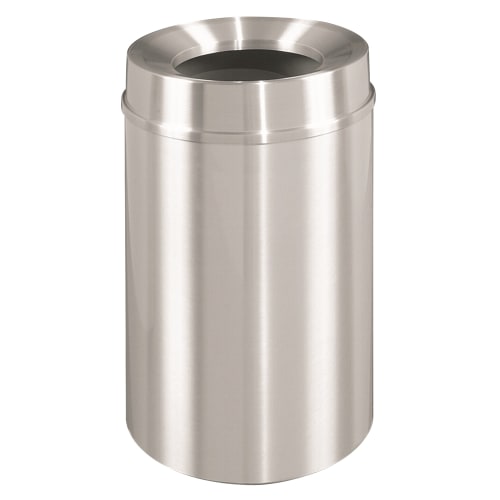 Glaro New Yorker 33 Gallon Funnel Top Waste Receptacle, Satin Aluminum